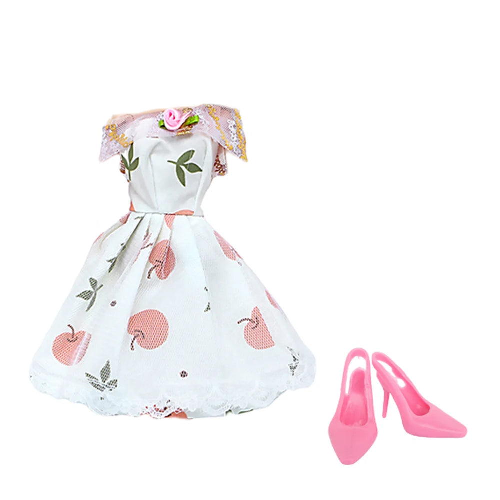 Modern Doll Clothes 11.8'' 30cm Girl Doll Outfit Mini Dress with High Heel Shoes Boots Accessories Kids Doll Toy