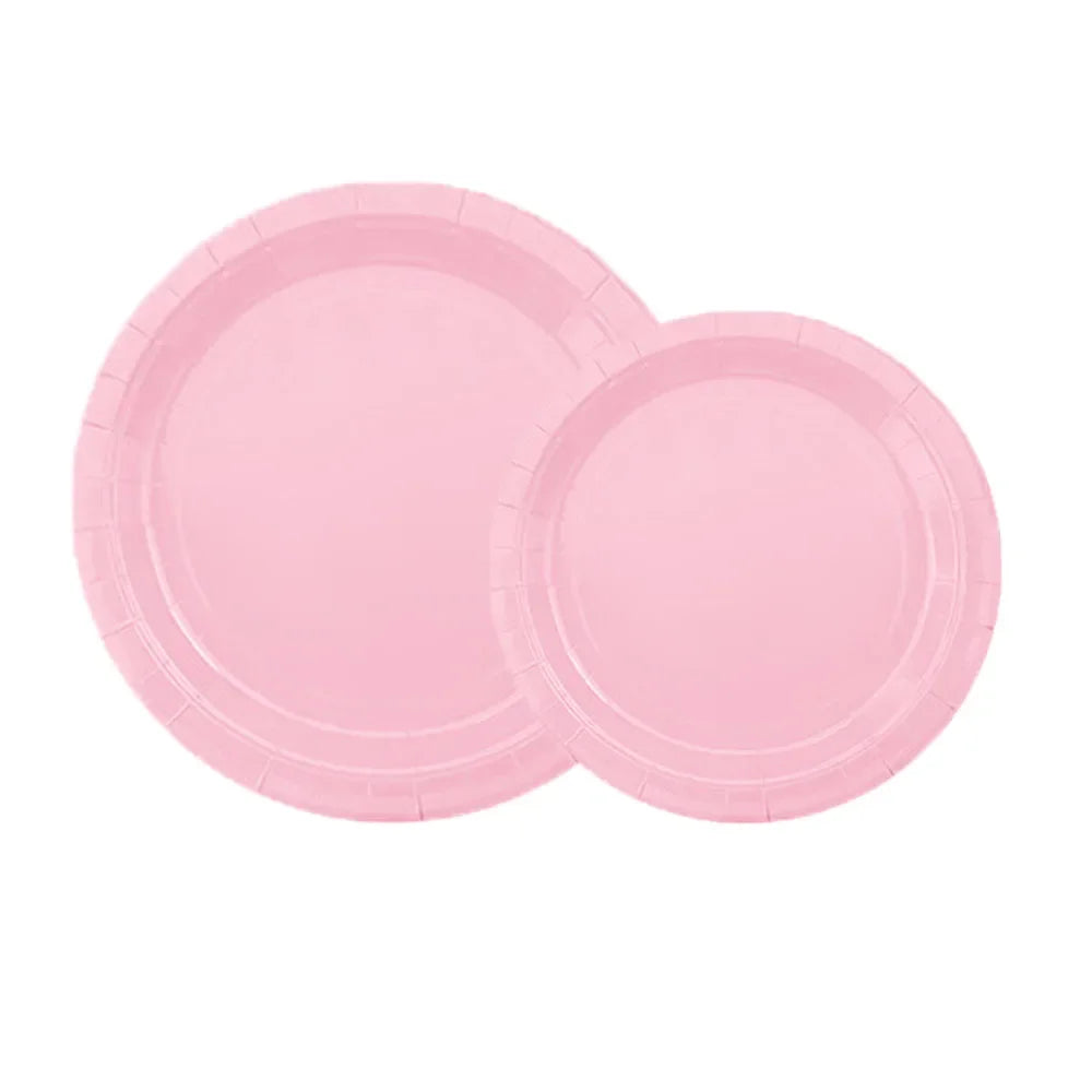 Pink Party Tableware Set Disposable Plates Cups Napkins Girl Birthday Decoration Baby Shower Kids Event Supplies