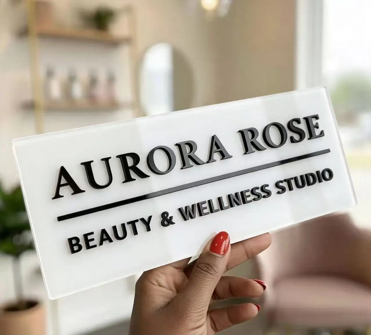Custom Signs for Small Businesses, Acrylic Door Plates, 3D Laser Cut Door Plates, Signs for Beauty and Hair Salons, Personalized