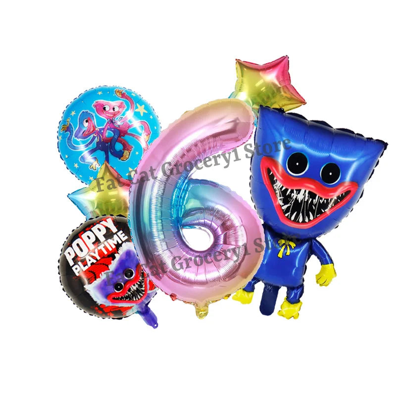 Poppys Playtime Anime Balloons New Kids Birthday Number 1-10 Ballons Baby Shower Gender Reveal Party Decoration Children Gift