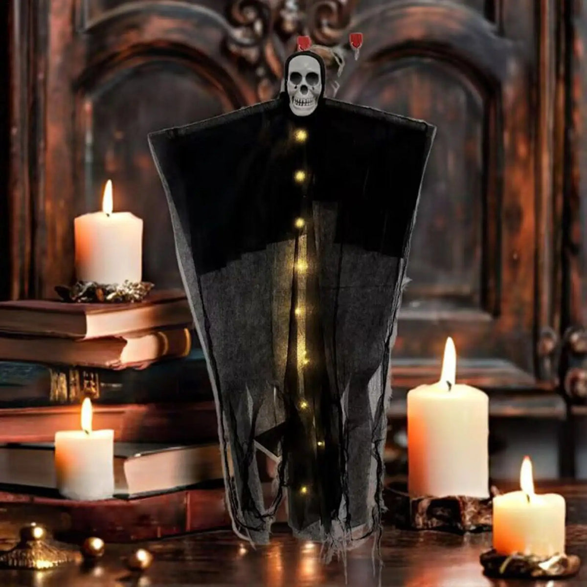 Halloween Hanging Skeleton Ghost Decoration Lighted Skull Ornament Horror Props Haunted House Outdoor Tree Decor Party Supplies