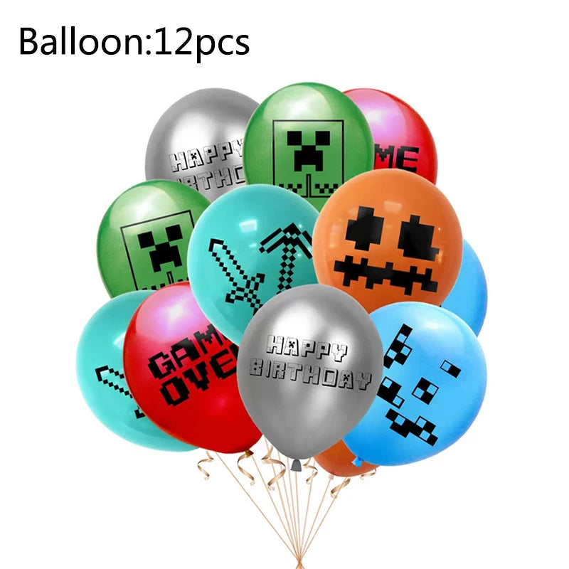 Kids Birthday Decoration Disposable Tableware Game Theme Cups Plates Balloons Baby Shower Birthday Party Supplies Gift Toy