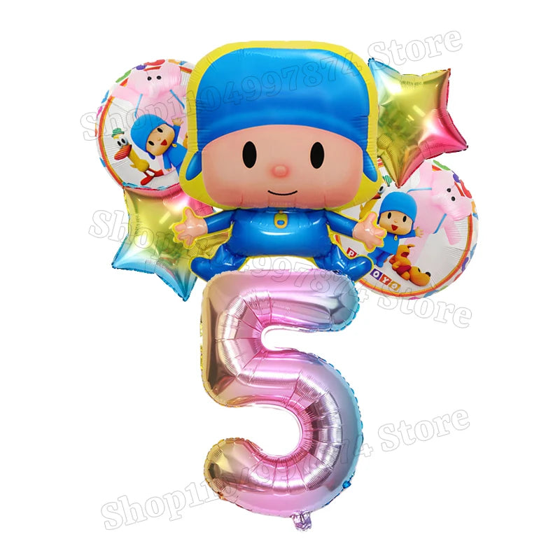 Kids Digit 1-10 Balloons P-pocoyos Kawaii Party Decoration Boys Girls Birthday Baby Shower Gender Reveal Ballons Children Gift