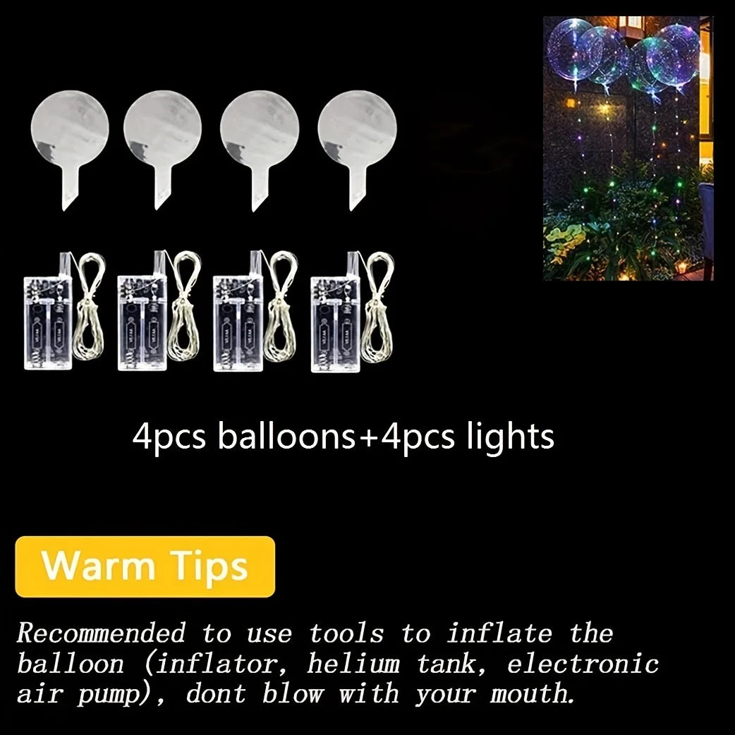 4PCS Led Balloon With Light Luminous Transparent Bobo Ballons Wedding Birthday Party Decoration LED Light Balloon