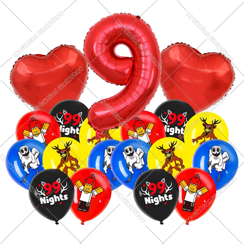 99 Nights in The Forest Birthday Number Ballons Set Balloons Baby Shower Party Decoration Hot Game Party Supplies Girl Boy Gift
