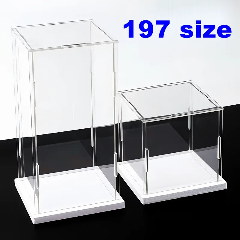 1pc Transparent Self-Assembled Display Box, Transparent Dustproof Protection Storage Cabinet, White Base Labubu Storage Box