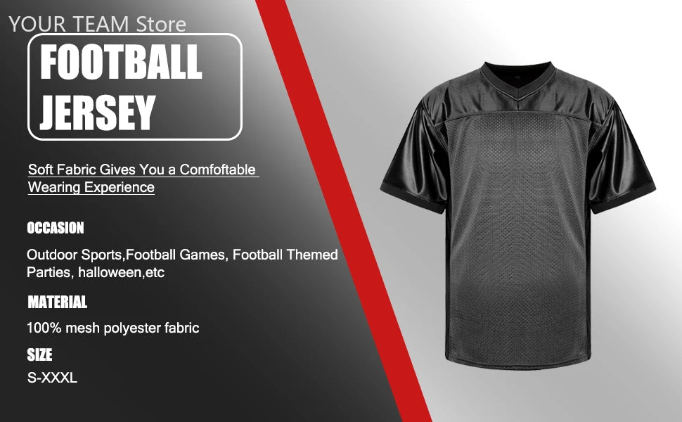 Blank Football Jersey - Sports Performance T-Shirt  Hip Hop Basketball Soccer Party Wear, Sublimation Ready Team Uniform