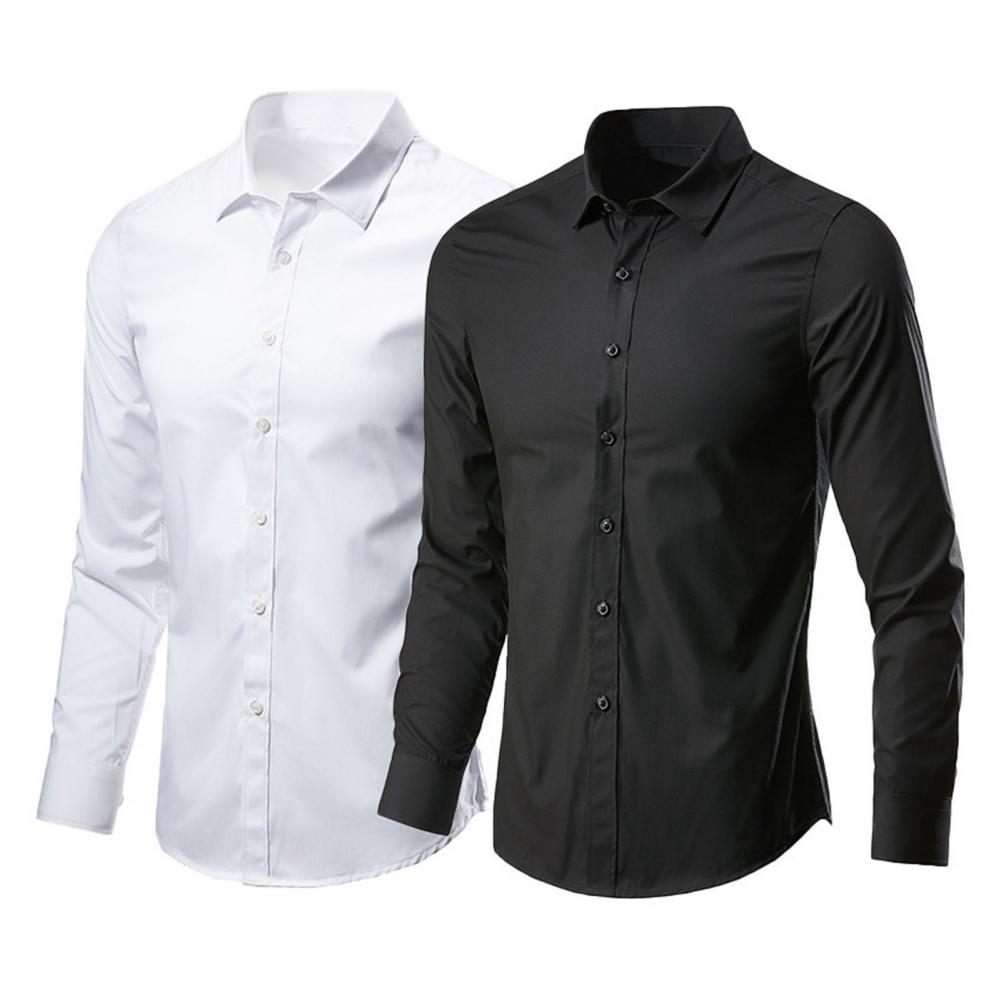 Men's White Shirt Long Sleeve Non iron Business Dress Slim Fit Korean Version Professional Work White Casual Men's Suit Shirt