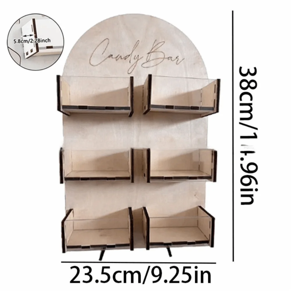 4/6Grids Candy Display Stand Wood Desktop Rack Candy Bar Stand Holder Easy Install Detachable Dessert Snack Display Box
