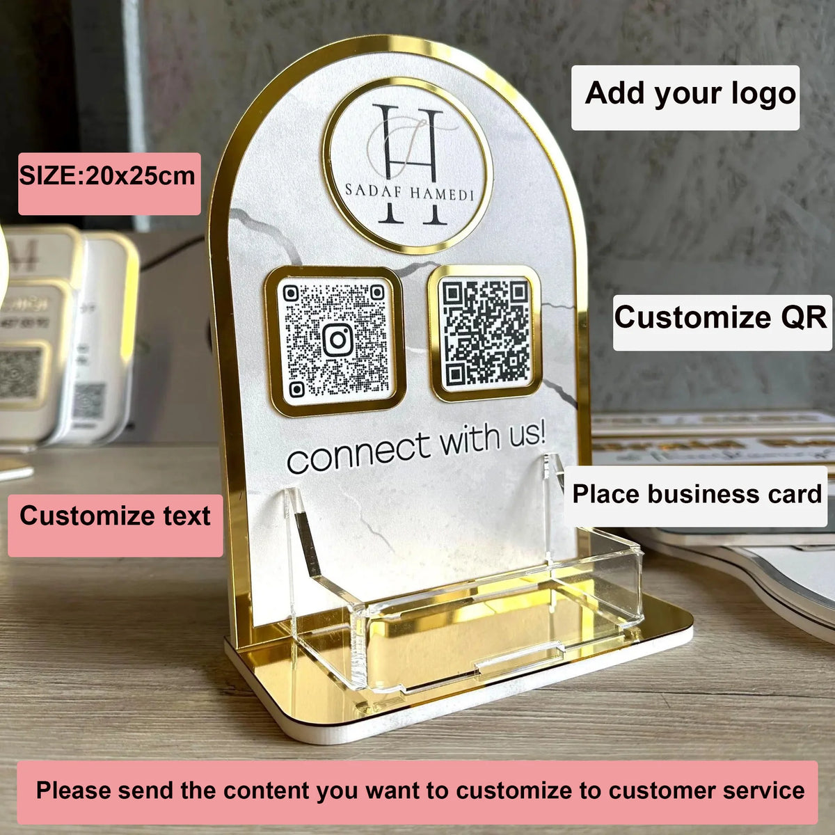 Personalized Multi QR Code Stand Acrylic Scanning Payment Display Business Store Restaurant Custom Logo Desktop Payment Sign