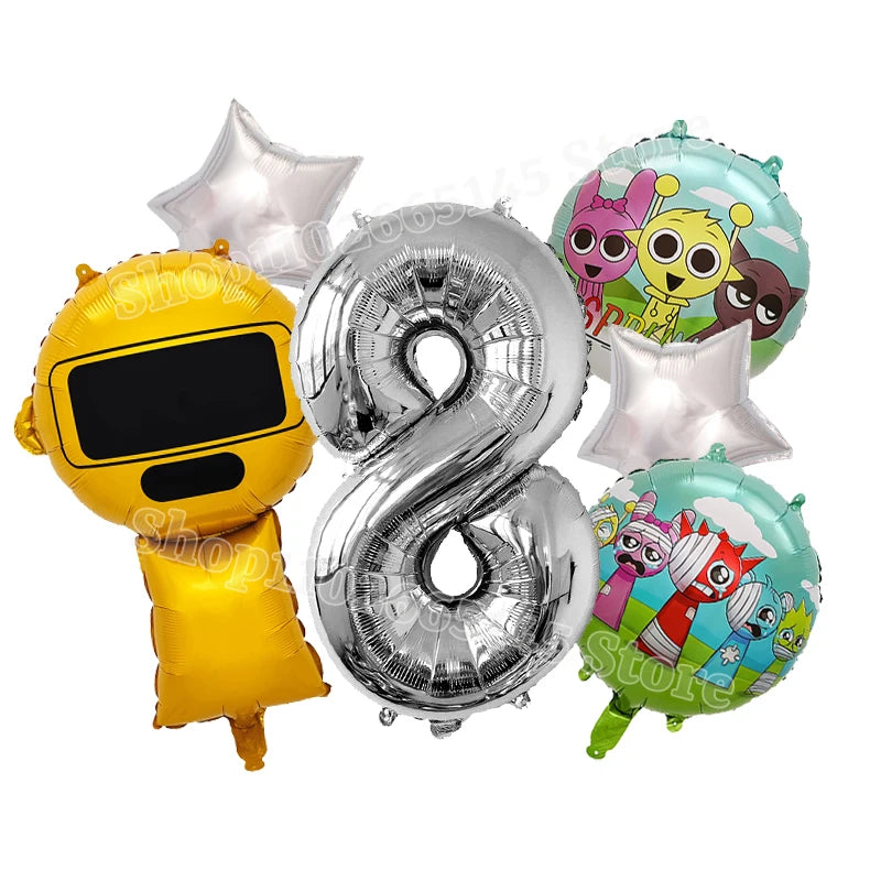 Sprunki Cute Balloons Kids New Digit 1-10 Party Decoration Boys Girls Birthday Baby Shower Gender Reveal Ballons Children Gift