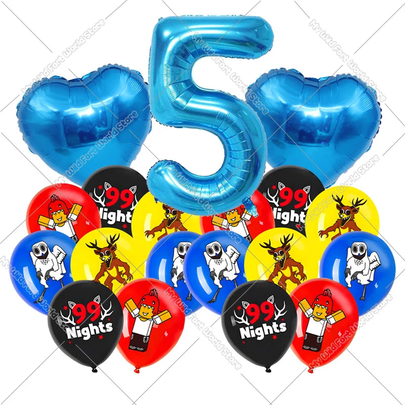 99 Nights in The Forest Birthday Number Ballons Set Balloons Baby Shower Party Decoration Hot Game Party Supplies Girl Boy Gift