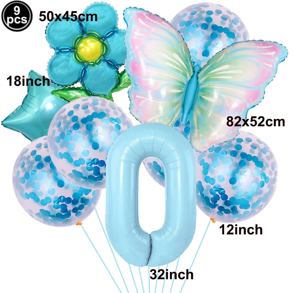 Butterfly Balloons 4th Birthday Decorations for Girl Pink Butterfly Foil Ballon Fairy 4th Birthday Party Decorations Baby Shower