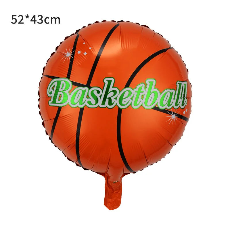 18 inch black and white football, rugby, basketball, baseball, sports aluminum film balloons, sports game decorations, balloons
