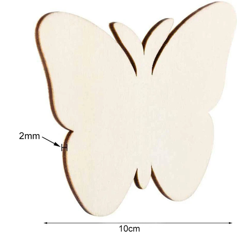 10pcs Butterfly Flower DIY Painting Wooden Crafts Wood Slices Ornaments For Birthday Wedding Party Table Decoration Kids Crafts