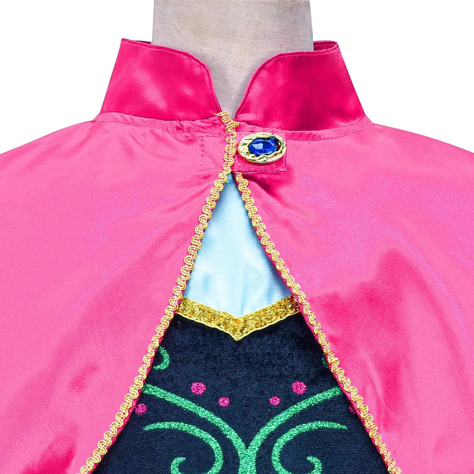 Girl Princess Dress Halloween Cosplay 2026 Party Anna Costume Snow Queen Princess Clothes Children Outfit 2-10 Y
