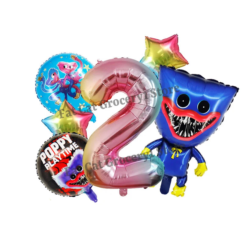 Poppys Playtime Anime Balloons New Kids Birthday Number 1-10 Ballons Baby Shower Gender Reveal Party Decoration Children Gift