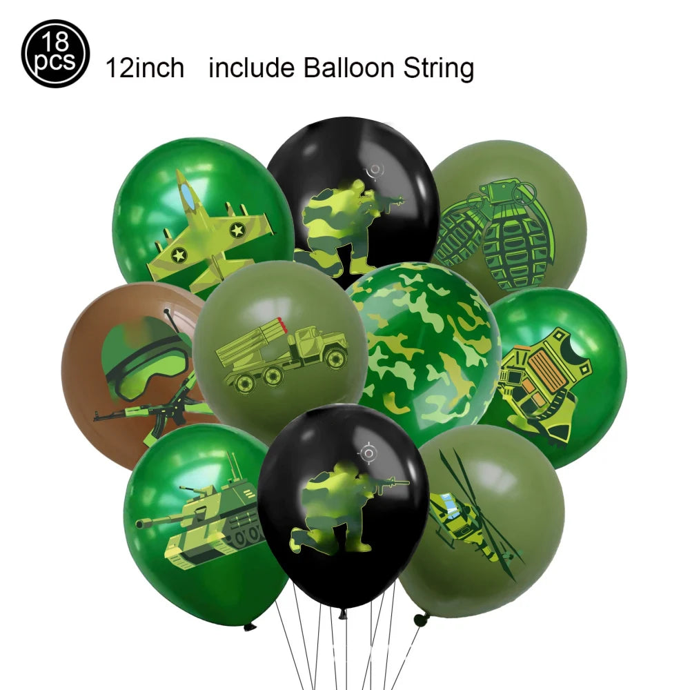 Camouflage Party Decoration Green Camo Latex Balloons Gun Tank Balloon Military Theme Decor Baby Shower Birthday Party Supplies