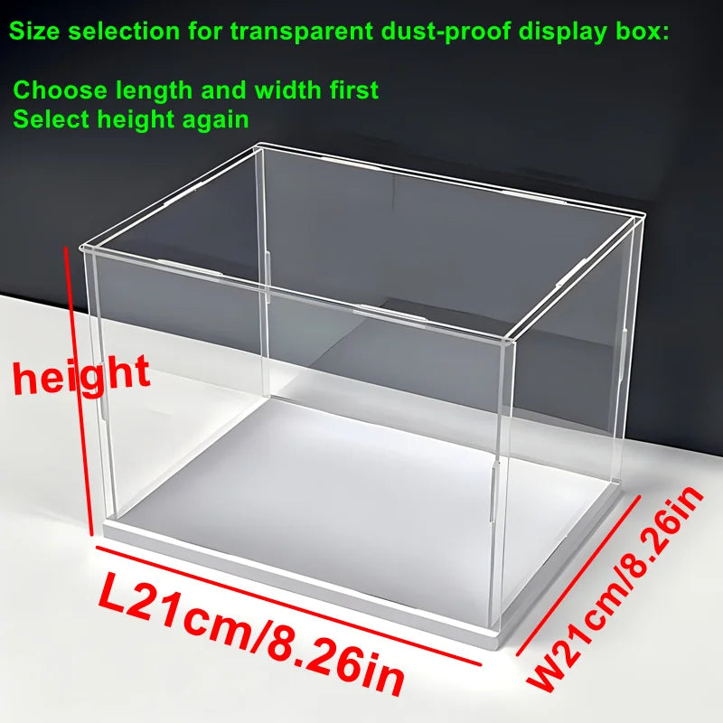 1pc Transparent Self-Assembled Display Box, Transparent Dustproof Protection Storage Cabinet, White Base Labubu Storage Box