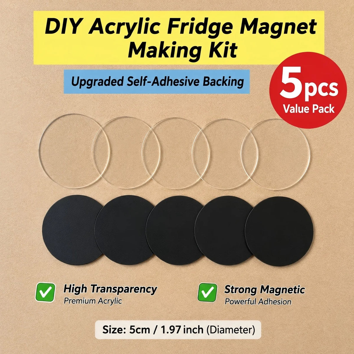 DIY Acrylic Fridge Magnet Kit Handmade Magnetic Sticker for Refrigerator Door Home Decor Craft Making Accessory Gift Supply Set