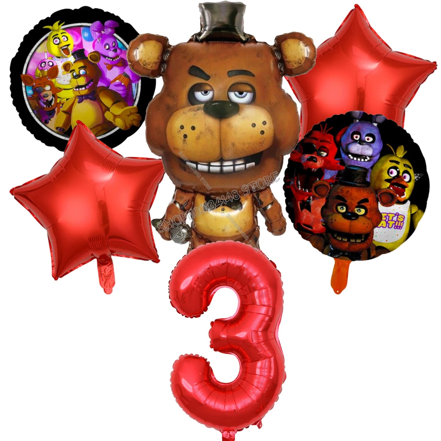 Fnafs Birthday Ballons 6pcs Five Nights At Freddys Party Number Balloons Decoration Props Ornaments Aluminium Balloon Kids Gift