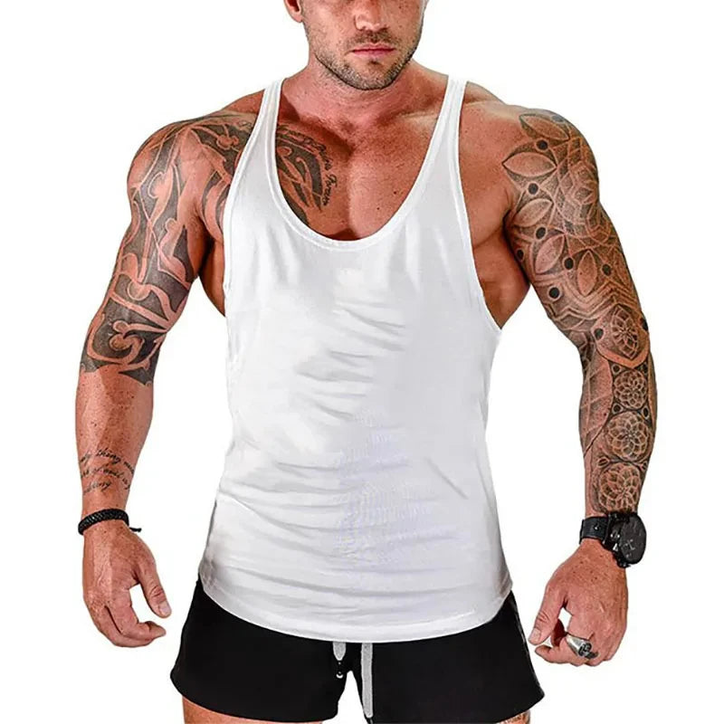 Gym T-shirts Muscle Men's Clothes Workout Fitness Shirt Singlets Tank Top Vest Man Sportswear Muscular Bodybuilding Stringer