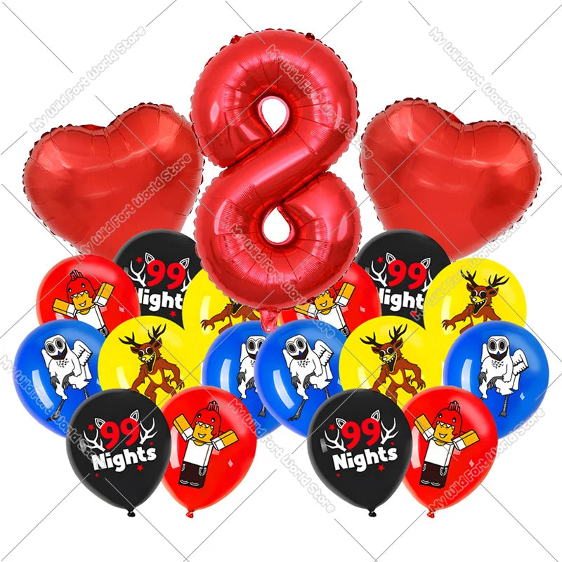 99 Nights in The Forest Birthday Number Ballons Set Balloons Baby Shower Party Decoration Hot Game Party Supplies Girl Boy Gift