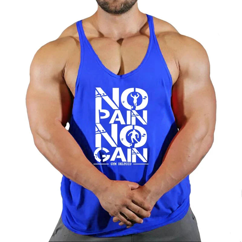Gym T-shirts Muscle Men's Clothes Workout Fitness Shirt Singlets Tank Top Vest Man Sportswear Muscular Bodybuilding Stringer