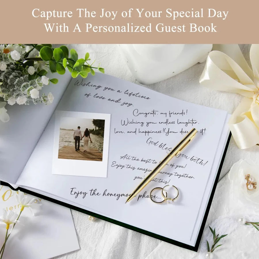 Personalized Wedding Guest Book Custom Black and White Guestbook for Reception, Engagement, Anniversary Keepsakes, Wedding Gifts