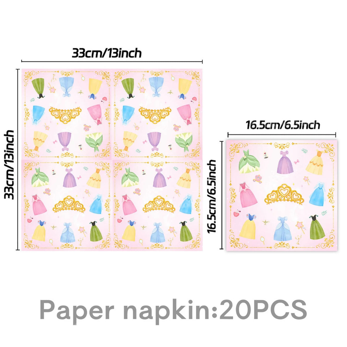 Princess Birthday Party Decorations Kit Paper Cup Plate Napkin Tablecloth  Banner Pink Party Supplies Disposable Dinnerware Set