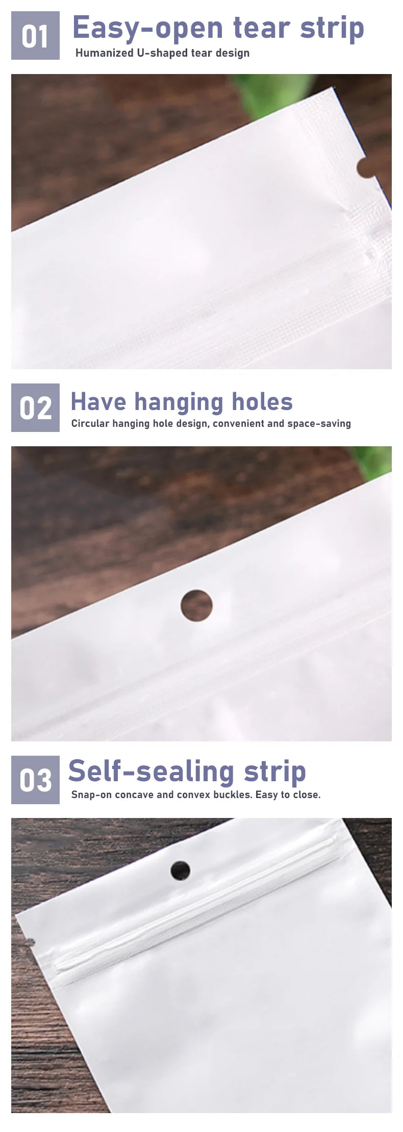 100 aircraft holes white pearlescent film yin and yang bone bag ziplock bag jewelry plastic packaging bag printing logo