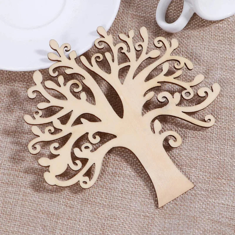 10pcs/lot Blank Wooden Tree Embellishments for DIY Crafts, Wooden Ornaments Unfinished Painting Wood Crafts for Home Decor