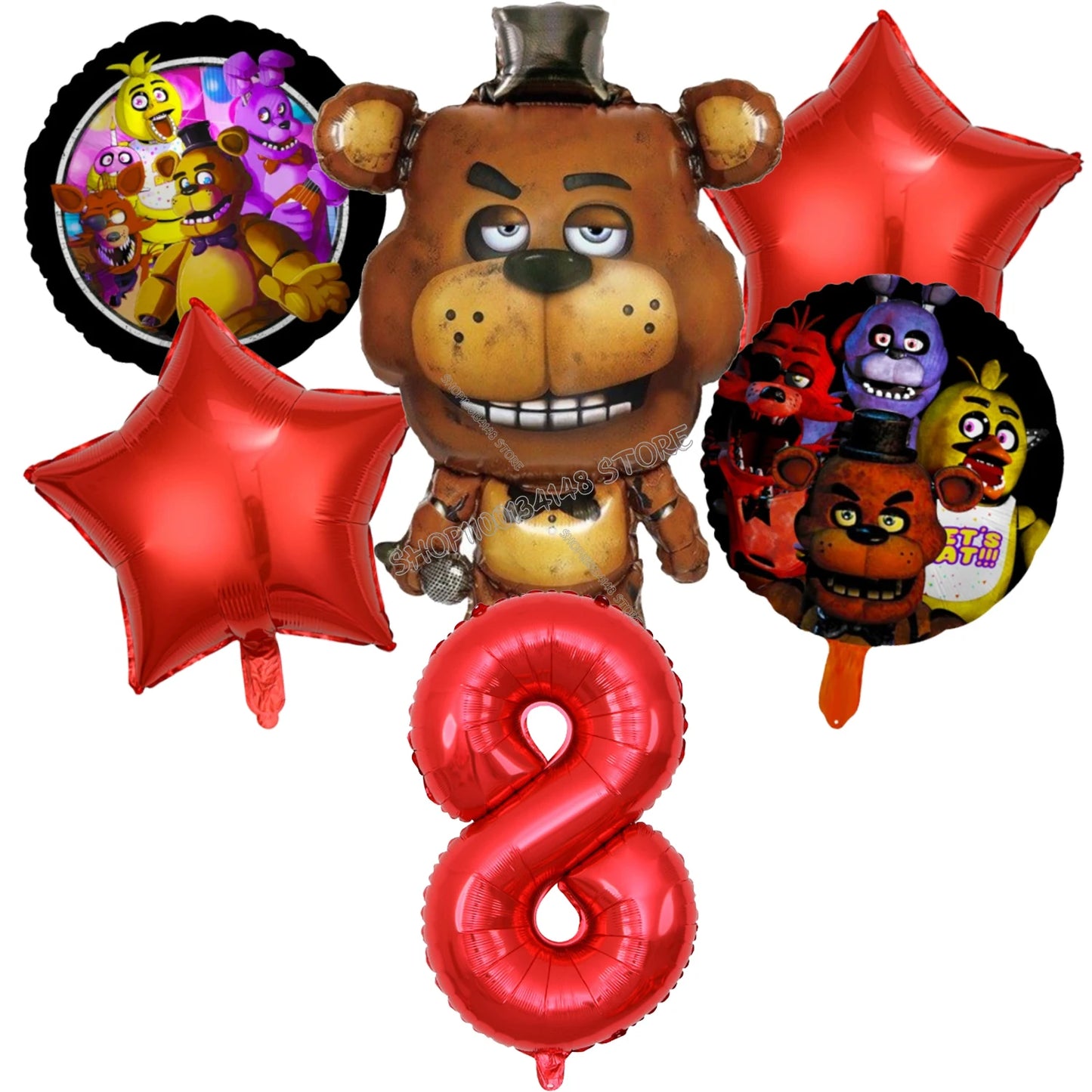 Fnafs Birthday Ballons 6pcs Five Nights At Freddys Party Number Balloons Decoration Props Ornaments Aluminium Balloon Kids Gift
