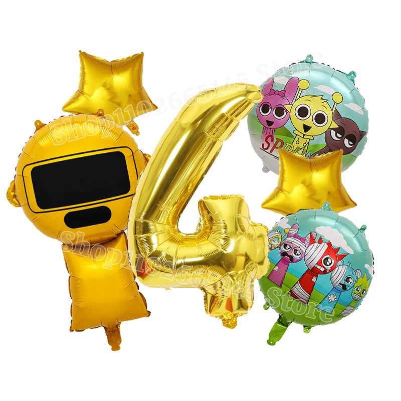 Sprunki Cute Balloons Kids New Digit 1-10 Party Decoration Boys Girls Birthday Baby Shower Gender Reveal Ballons Children Gift