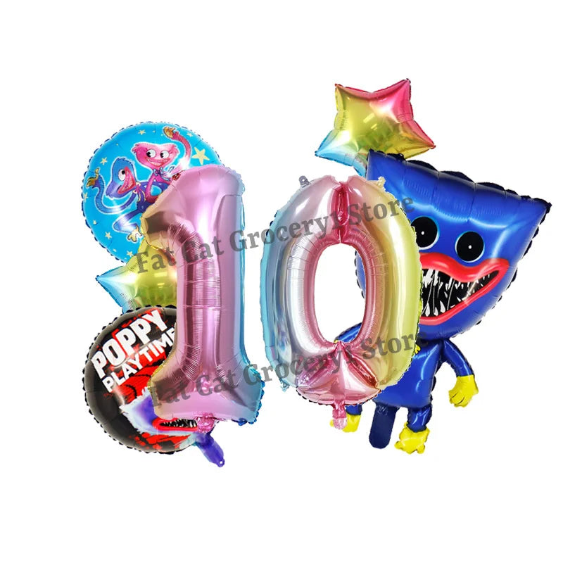 Poppys Playtime Anime Balloons New Kids Birthday Number 1-10 Ballons Baby Shower Gender Reveal Party Decoration Children Gift