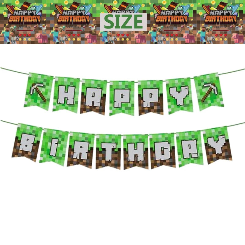 Kids Birthday Decoration Disposable Tableware Game Theme Cups Plates Balloons Baby Shower Birthday Party Supplies Gift Toy