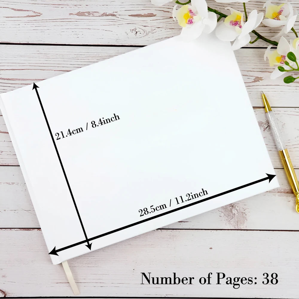 Personalized Wedding Guest Book Custom Black and White Guestbook for Reception, Engagement, Anniversary Keepsakes, Wedding Gifts