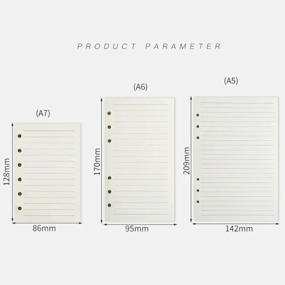 80Sheets Kraft Paper Loose Leaf Paper A5/A6/A7 Horizontal Line/Blank 6-hole Binder Inner Page Notepad Inside Paper Gift