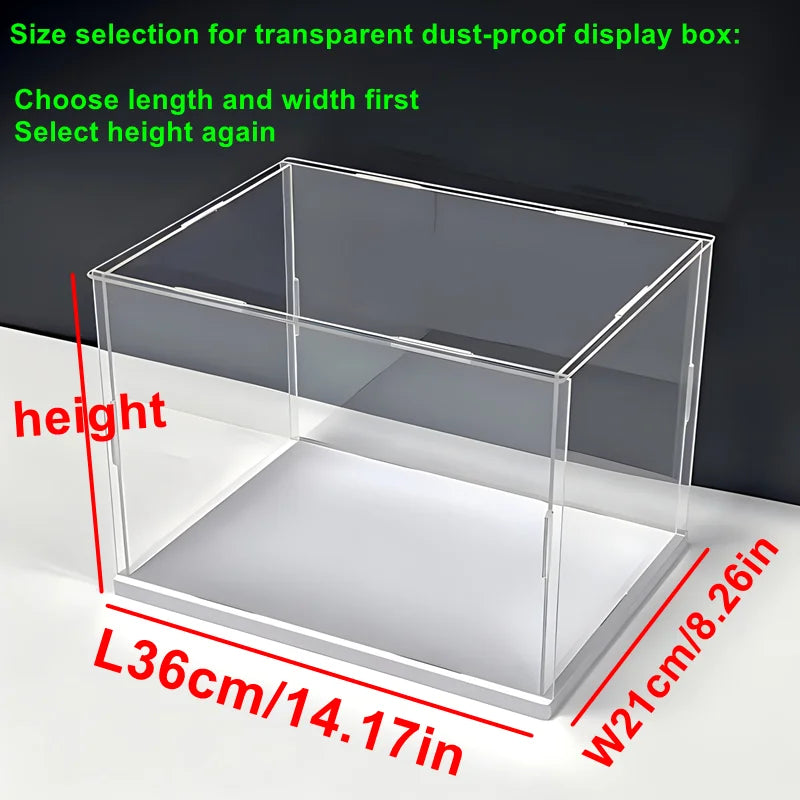 1pc Transparent Self-Assembled Display Box, Transparent Dustproof Protection Storage Cabinet, White Base Labubu Storage Box