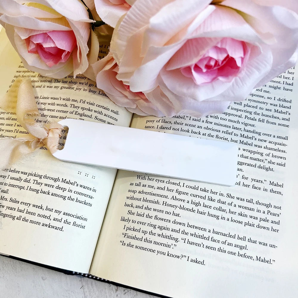 Blanks Acrylic Bookmark Wedding Place Cards with Frayed Edge Ribbon Acrylic Tag DIY Bookmark Book Accessories for Reading Lovers