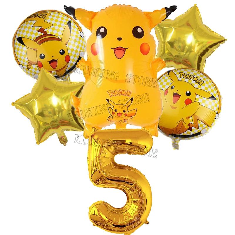 Pokemon Numbers Ballons Pikachu Charmander Birthday Balloons Party Decoration Baby Shower Ornaments Anime Room Decor Kids Gifts