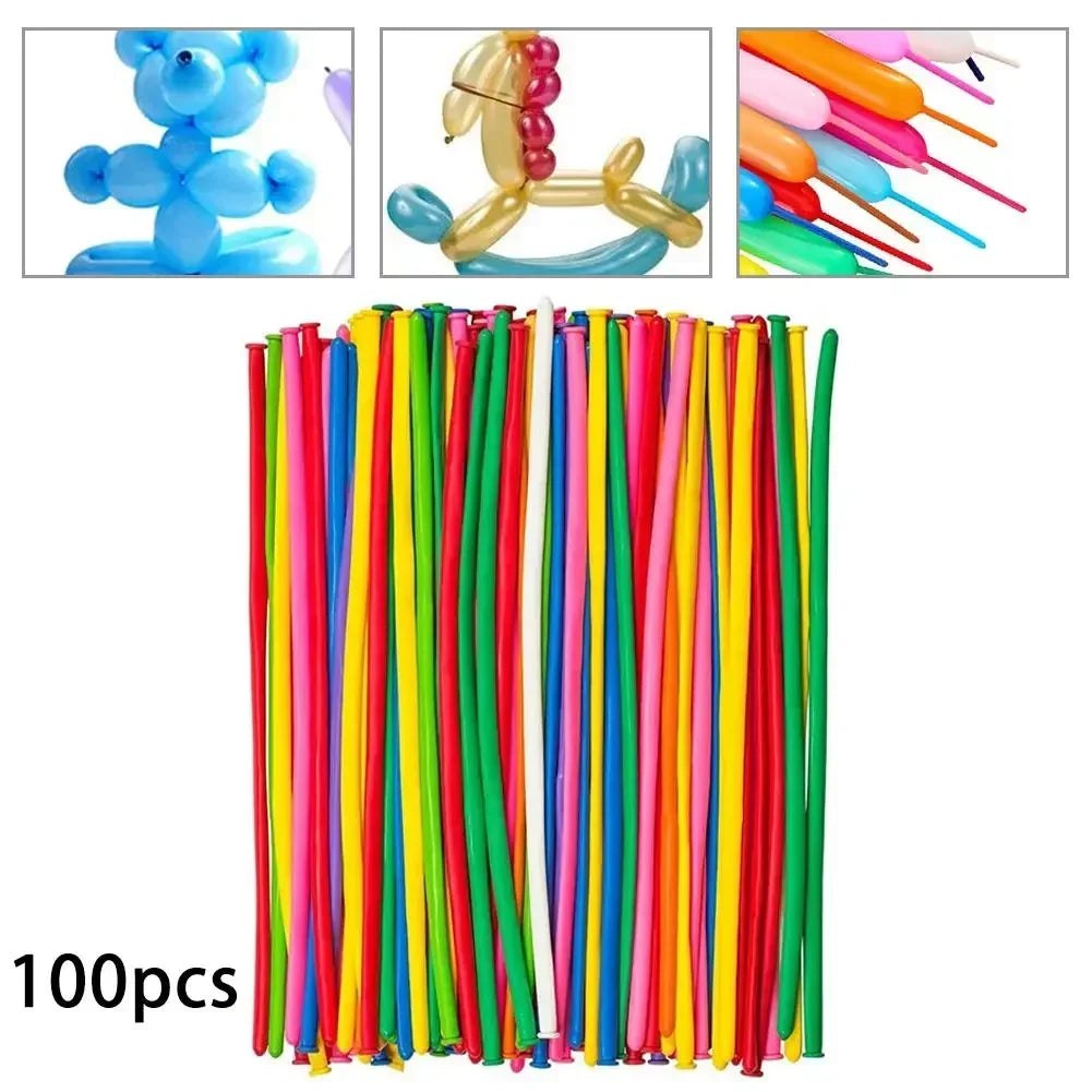 100Pcs Balloons Kit Colorful Long Latex Sculpture Twists Balloon Animal Balloons Diy Balloons For Birthday Wedding Party