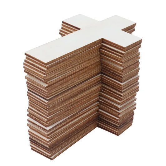 36Pcs Blank Design Lightweight Wood Cross Smooth Durable Wood Pieces Wood Cutouts DIY Crafts