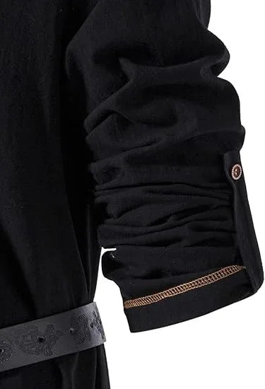 Men's Medieval Lace Up Tunic Shirt Renaissance Viking Pirate Costume Long Sleeve Retro Tops with Belt for Halloween Cosplay