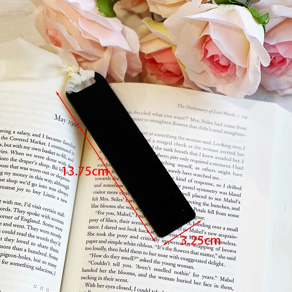 Blanks Acrylic Bookmark Wedding Place Cards with Frayed Edge Ribbon Acrylic Tag DIY Bookmark Book Accessories for Reading Lovers