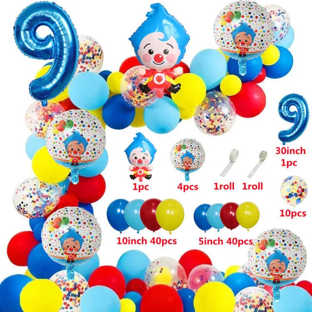 98pcs/Set Cartoon Clown Arch Garland Kit Foil Number Balloons Latex Air Globos Baby Shower Birthday Party Decorations Supplies