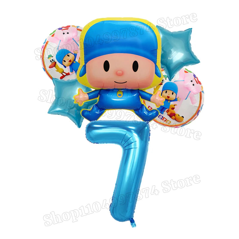 Kids Digit 1-10 Balloons P-pocoyos Kawaii Party Decoration Boys Girls Birthday Baby Shower Gender Reveal Ballons Children Gift