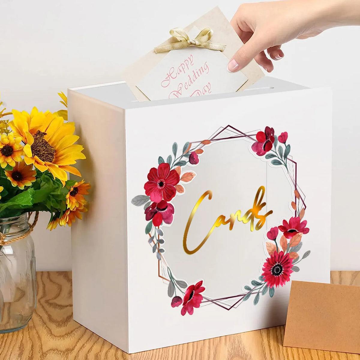 Large Acrylic Card Box DIY Large Envelope Gift Card Box Acrylic Wedding Money Box for Anniversary Shower Birthday Decorations