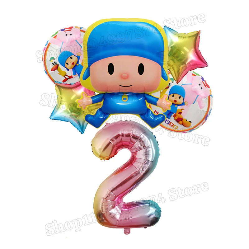 Kids Digit 1-10 Balloons P-pocoyos Kawaii Party Decoration Boys Girls Birthday Baby Shower Gender Reveal Ballons Children Gift