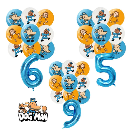Dog Man Movie Theme Balloon Birthday Number Balloons Cartoon Comic Child Party Decoration Baby Shower Supplies Ballons Kids Gift